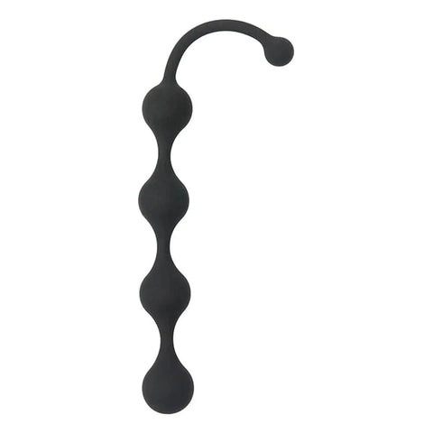 Cordão Anal 4 Pérolas Preto, 100% silicone, 25cm Ø2.5cm  See You   