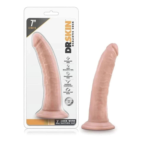 Dildo Dr. Skin 7" Branco, 18.5cm Ø3.8cm  Blush Novelties   