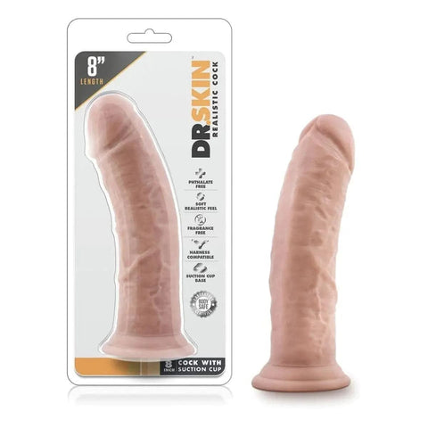 Dildo Dr. Skin 8" Branco, 21cm Ø4.5cm  Blush Novelties   