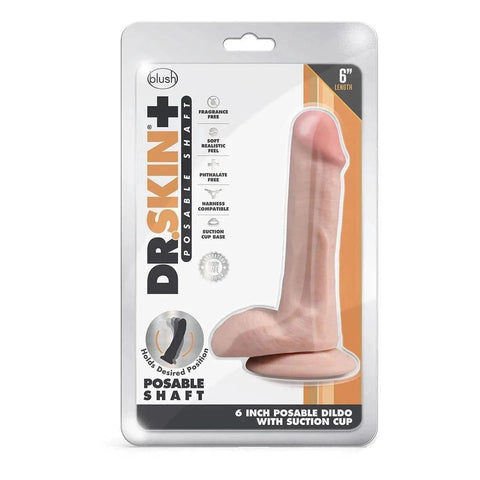 Dildo Dr.Skin Plus (macio), 16.5cm Ø3.1cm Baunilha  Blush Novelties   