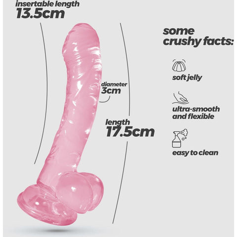 Dildo Hudini Rosa Flexível em Jelly 17,5cm Ø3,5cm - Prazer Realista e Fixação Segura  Crushious   