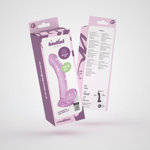 Dildo Hudini Roxo Flexível em Jelly 17,5cm Ø3,5cm - Prazer Realista e Fixação Segura  Crushious   