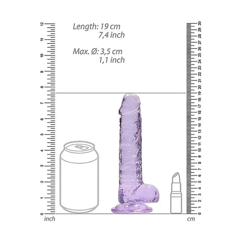 Dildo RealRock com Testiculos Roxo, 19cm Ø3.5cm  RealRock   