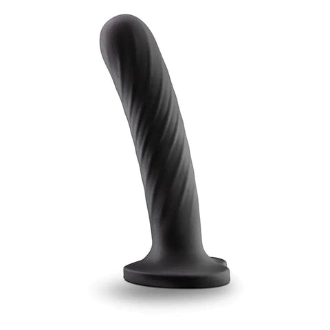 Dildo Twist Temptasia Grande Ponto-G Preto, 100% Silicone, 17.5cm Ø3.3cm  Blush Novelties   