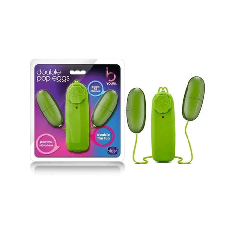 Double Pop Eggs Verde, 2 Ovos Vibratórios, 5.5cm Ø2cm, vibração regulável  Blush Novelties   