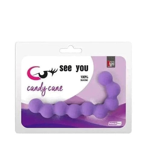 Estimulador Anal com Pérolas, See You Candy Cane Roxo, 13cm Ø2cm  See You   