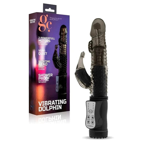 Gc Vibrador Rotativo Vibrating Dolphin Preto, 22.5cm , Ø3.2cm, 36vibrações  GC   