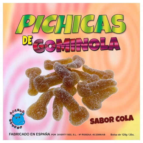 Goma de Pénis Sabor a Cola, caixa de 125gr  Diablo Goloso   