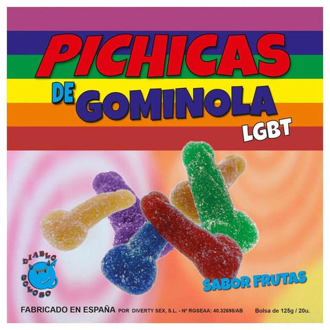 Goma de Pénis Sabor a Fruta LGBT, caixa de 125gr  Diablo Goloso   