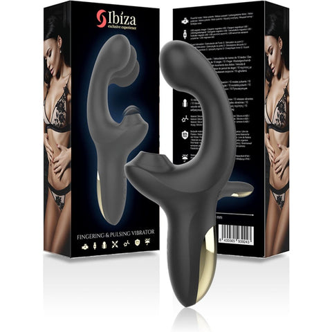 Ibiza Simulador Movimento Dedo com Onda de Sucção - Vibrador Duplo de Estimulação Clitoriana e Ponto G  Ibiza   