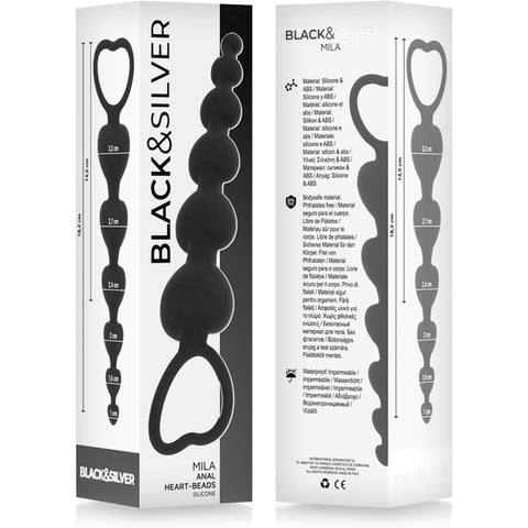Fio Anal Corações Mila 18cm Ø3,2cm | Silicone | Black&Silver