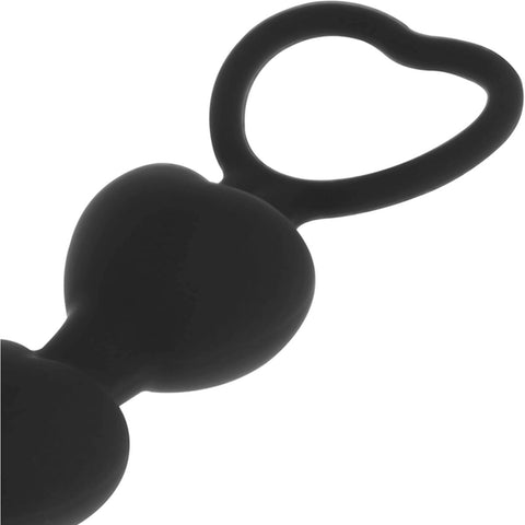 Fio Anal Corações Mila 18cm Ø3,2cm | Silicone | Black&Silver