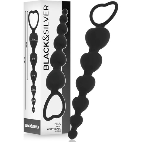 Fio Anal Corações Mila 18cm Ø3,2cm | Silicone | Black&Silver