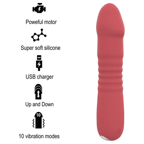 Vibrador Juni USB, Movimento Sobe e Desce + Vibração, 17.3 cm, Ø3.75cm  Intense   