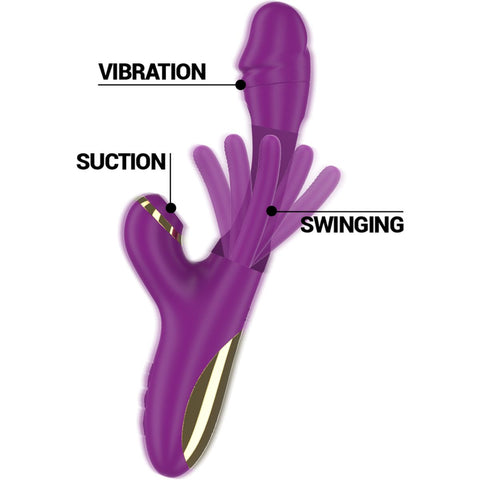 Vibrador Sugador Duplo ATENEO Intense Roxo – 3 Motores, Língua Oscilante e Sucção | 24,2cm Ø3.5cm