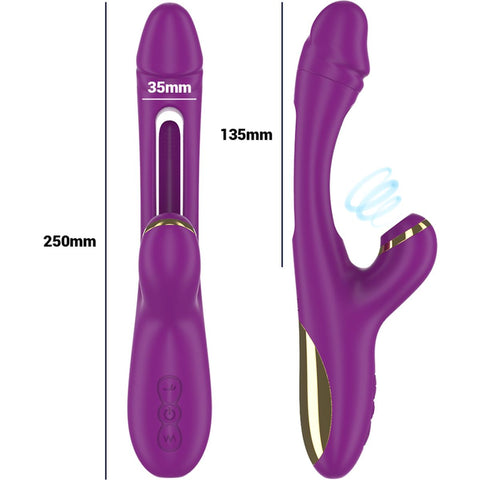 Vibrador Sugador Duplo ATENEO Intense Roxo – 3 Motores, Língua Oscilante e Sucção | 24,2cm Ø3.5cm