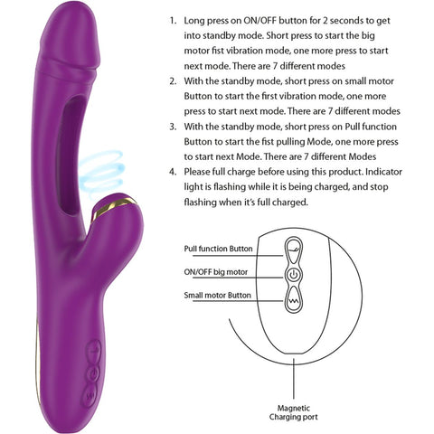 Vibrador Sugador Duplo ATENEO Intense Roxo – 3 Motores, Língua Oscilante e Sucção | 24,2cm Ø3.5cm