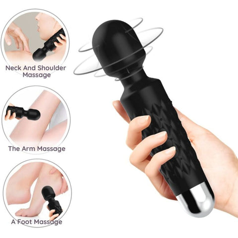 Massajador Wand Armony Postman Preto – Cabeça Super Flexível | 9 Modos | Silicone Médico | USB | IPX7