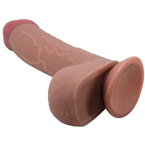 - Dildo Realista Baile EMEKA Moreno – Cabeça Bulbosa + Testículos | Ventosa | 23.4cm Ø4.7cm