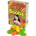 Gomas de Maminhas Sabor a Fruta Jelly Willies em caixa de 120g, doce macio em formato de peito com sabor a fruta