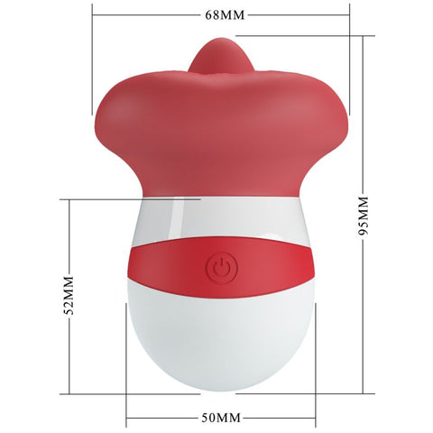 Imagem do Estimulador de Lingua Vermelho com 9.5cm, evidenciando o material ABS TPR e seu design funcional para prazer intenso.