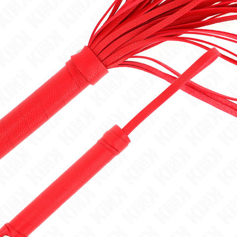 Chicote Vermelho KINK 70cm com acabamento em couro, perfeito para iniciantes e praticantes avançados que buscam explorar novas sensações.