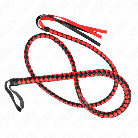 Chicote de Serpente Vermelho Longo KINK 210 cm - Design Elegante e Materiais de Qualidade, ideal para intensas experiências BDSM.