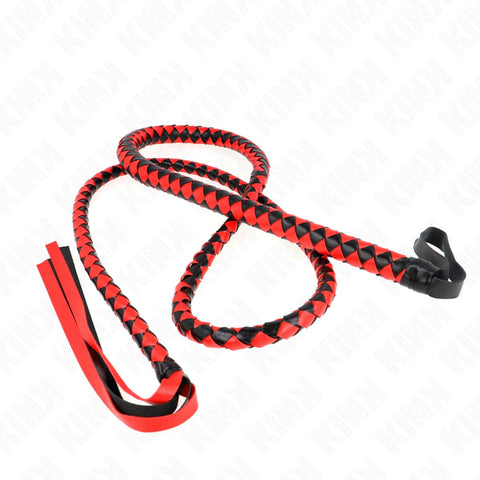 Chicote de Serpente Vermelho Longo KINK - Versatilidade e controle em um design elegante, perfeito para sessões sensuais.