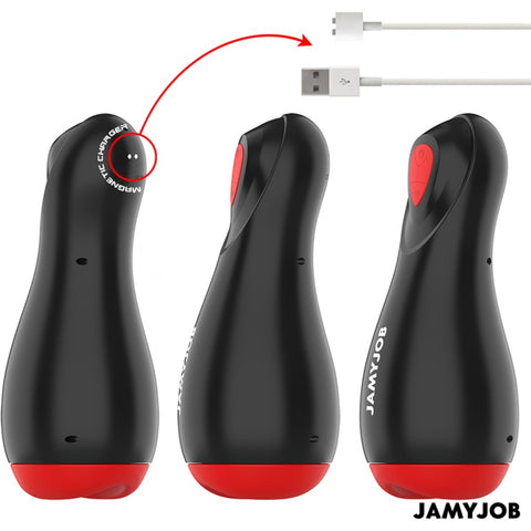 Masturbador Automático CORE-X JamyJob – motor potente com 5 modos de sucção e 5 modos de vibração em ação
