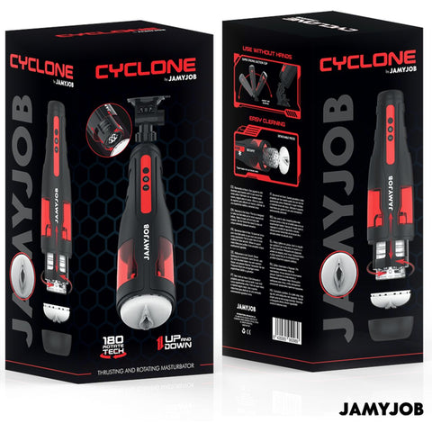 Masturbador Automático CYCLONE JamyJob com design moderno para uma experiência prazerosa.