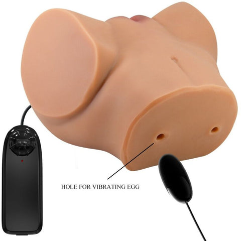 Masturbador Realista Ânus e Vaginal com Vibração Crazy Bull EMILIA Morena 20.2cm — ângulo lateral mostrando o tamanho 20.2cm