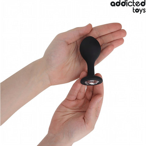 Plug anal grande do Kit Anal 3 Plugs com Jóia, mostrando suas dimensões e design para usuários experientes em busca de intensa estimulação.