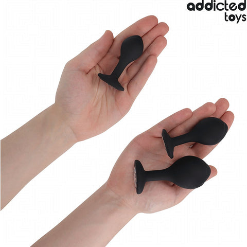 Plug anal médio do Kit Anal 3 Plugs com Jóia, projetado para estimular com conforto e prazer, com destaque para a base de segurança.
