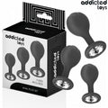 Imagem do Kit Anal 3 Plugs com Jóia da Addicted Toys, destacando a variedade de tamanhos para exploração progressiva das sensações.