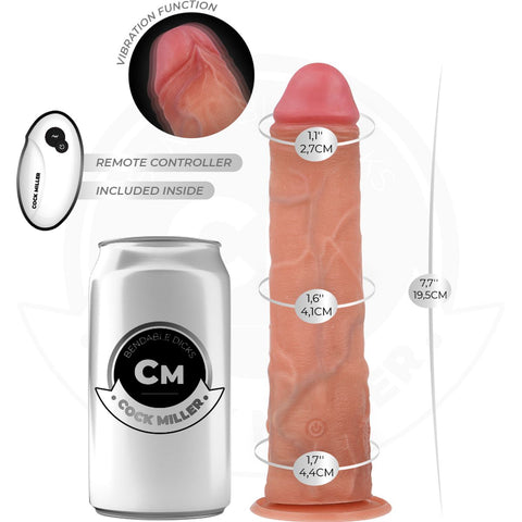 Vibrador Realista Cock Miller 19,5cm | Ventosa | Controlo Remoto | USB