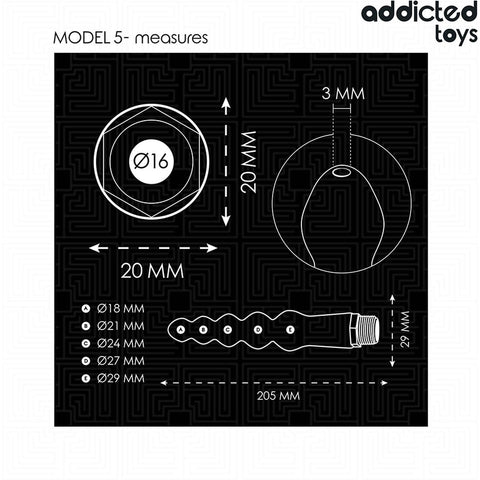 Acessório Duche Anal Addicted Toys Modelo 5 – Silicone + PVC | 20.5cm Ø1.8-2.9cm | Adaptador Universal