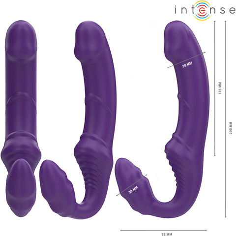 Vibrador Duplo Strapless JILL Intense 💜 20cm | 10 Padrões | Strap-On sem Cinta