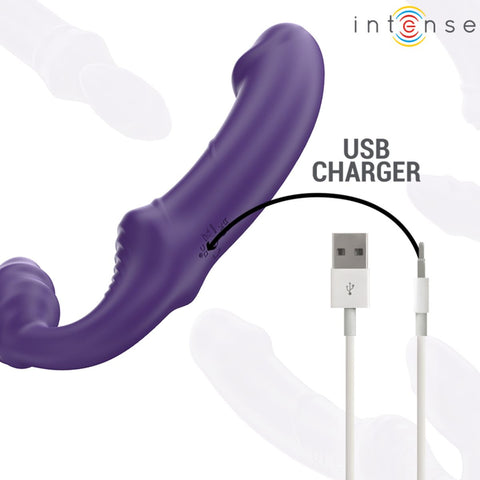 Vibrador Duplo Strapless JILL Intense 💜 20cm | 10 Padrões | Strap-On sem Cinta