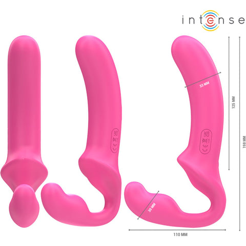 Vibrador Duplo Strapless AMY Intense 💗 20cm | 10 Padrões | Strap-On sem Cinta Rosa