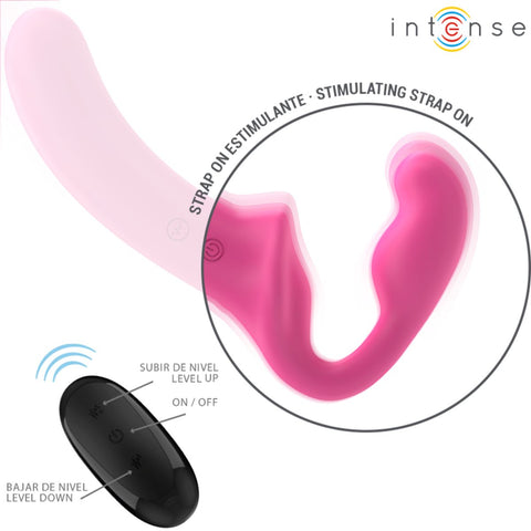 Vibrador Duplo Strapless AMY Intense 💗 20cm | 10 Padrões | Strap-On sem Cinta Rosa