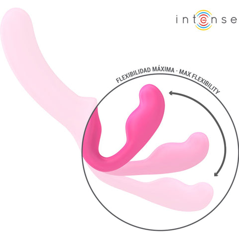 Vibrador Duplo Strapless AMY Intense 💗 20cm | 10 Padrões | Strap-On sem Cinta Rosa