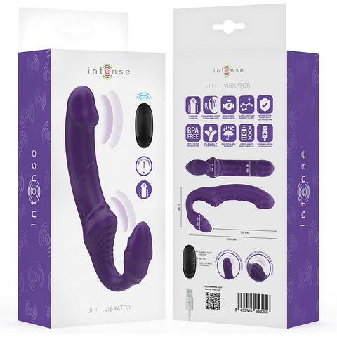 Vibrador Duplo Strapless JILL Intense 💜 20cm | 10 Padrões | Strap-On sem Cinta