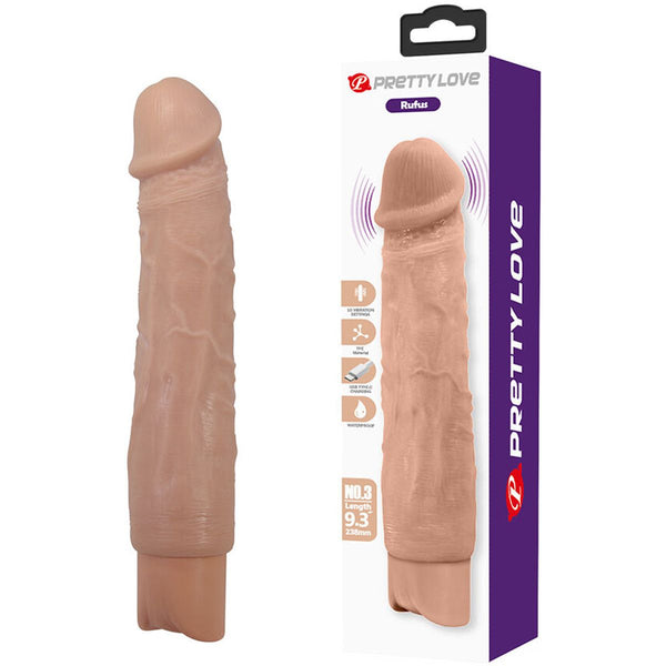 Vibrador Realista Pretty Love Rufus – 10 Modos | USB-C | 23.8cm Ø4.6cm | Silencioso