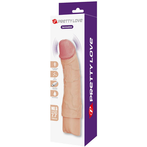 Vibrador Realista Pretty Love Jermaine, em um ambiente sensorial, com 10 vibrações e design que imita a anatomia real.