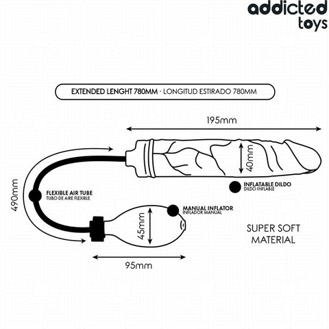 Dildo Insuflável Addicted Toys Modelo 4 – Tamanho Ajustável | Ponto P | Silicone