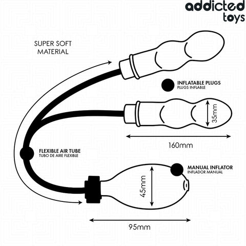 Plug Anal Duplo Insuflável Addicted Toys Modelo 1 – Dupla Expansão | Ponto P | Silicone