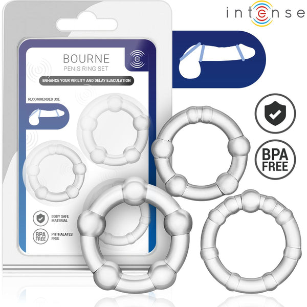Conjunto 3 Anéis Penianos Intense Bourne – Silicone Médico | À Prova de Água | Body-Safe