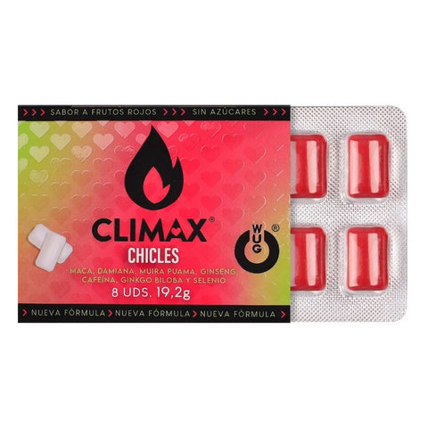 Chiclete Climax Afrodisíaco | 8 Unidades | Ginseng, Maca e Dâmia | Wug