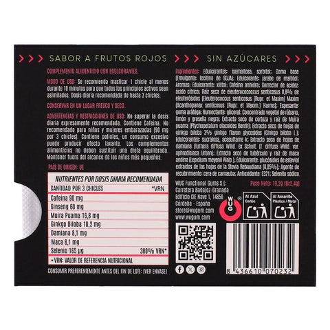Chiclete Climax Afrodisíaco | 8 Unidades | Ginseng, Maca e Dâmia | Wug