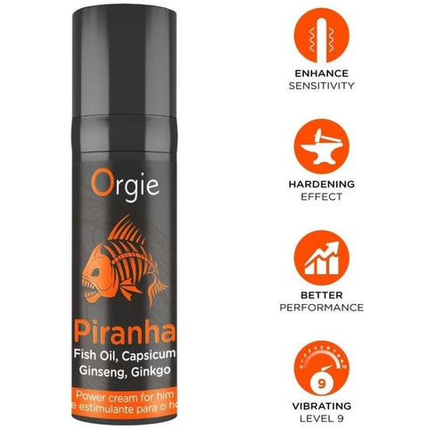 Creme Estimulante Orgie Piranha Power Cream – Ginseng, Ginkgo Biloba e Capsicum 15ml